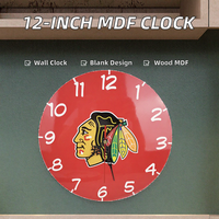 Horloge murale mécanique contemporaine DIY de 12 pouces en MDF sublimé, simple face, haute qualité, pour salon et décoration intérieure
