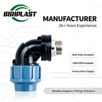Raccords à compression HDPE Irriplast PN16, raccords coudés en PP, filetages en laiton pour système d'irrigation, alimentation en eau, installation rapide