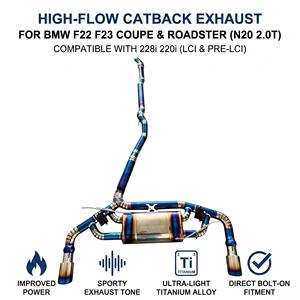 ระบบท่อไอเสียแบบ Catback วาล์ว Vortex Blue Titanium สำหรับ BMW 228i 220i F22 F23 Coupe N20 2.0T ปี 2014-2017 ชุดแต่งแบบติดตั้งได้โดยตรง - Product Image 1
