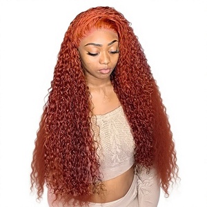 Perruque Lace Front 13x4 pour femme, haute densité, haute brillance, résistante à la chaleur, avec bonnet ajustable, pour tresses transparentes, Deep Wave et <span class=keywords><strong>Afro</strong></span> Wave - Product Image 1