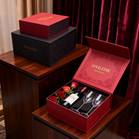 Boîte cadeau rigide magnétique bleue et rouge de luxe, faite à la main, en carton noir, avec insert en mousse personnalisé, matériaux recyclés, boîte d'emballage