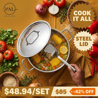 Batterie de cuisine en acier inoxydable épaissi, 9 pièces, avec marmite, faitout, poêle à frire et couvercles plats en acier, pour la cuisine domestique et les chefs professionnels