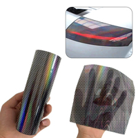 Film adhésif décoratif pour phares et feux arrière de voiture, effet laser arc-en-ciel, nid d'abeille hexagonal, fumé noir, 30 cm x 8 m
