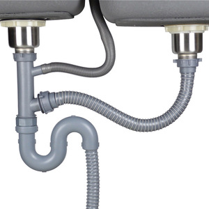 Accesorios de Drenaje <span class=keywords><strong>para</strong></span> Fregadero de Acero Inoxidable y Plástico, Protección Contra Insectos y Olores, Desagüe Doble <span class=keywords><strong>para</strong></span> Cocina - Product Image 3