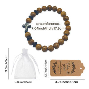 Pulseras con cuentas de madera de ala de pollo en forma de cruz de estilo religioso de alta calidad accesorios de moda al por mayor - Product Image 2