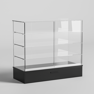 Modern jewelry display cabinet locking glass countertop frameless display case glass full vision showcase