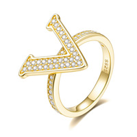 Anillo de plata de ley S925 con inicial de moissanita, chapado en oro de 14K, con engaste pavé, ajustable, para mujer, ideal para regalo.