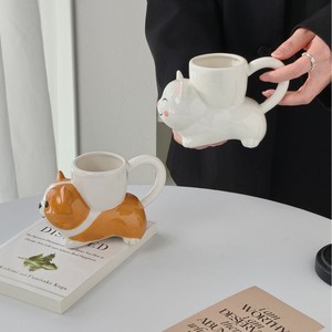 <span class=keywords><strong>Mug</strong></span> à café en céramique mignon et original, petit modèle, motif chien <span class=keywords><strong>Corgi</strong></span> 3D, peint à la main, couleur marron, logo personnalisé, mugs en porcelaine pour enfants, cadeau pour fille - Product Image 1