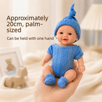 Nouvelle arrivée : poupée reborn en silicone de 8 pouces avec pull en tricot bleu, robe offerte, jouet compagnon pour enfants