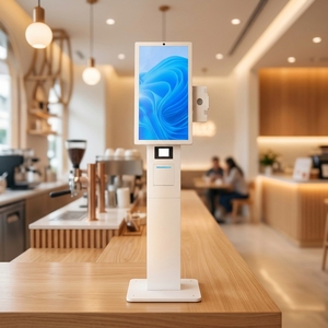 Kiosque interactif tout-en-un en libre-<span class=keywords><strong>service</strong></span> avec support de point de vente, caméra, lecteur QR et imprimante thermique 80 mm pour la restauration, le commerce de détail et les cafés - Product Image 4