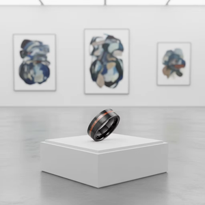 Anello di Fidanzamento con Fascia Spazzolata Comfort per Uomo e Donna 8mm Intarsio in Legno Tungsteno Nero Anelli Premium per Matrimonio Vendita all'Ingrosso - Product Image 5