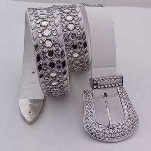 Cinturón Vaquero Unisex con Hebilla de Calavera y Cristales de Imitación Brillantes, de Cuero Vacuno Resistente e Impermeable, con Detalles de Aleación, de Lujo - Product Image 6