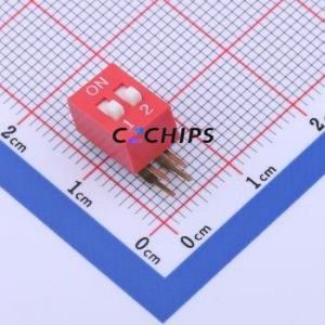 KH-BM2.54-2P-W DIP Switch Through hole Component (THT) Switch Flat Toggle, Raised Type 2 PC Pin 2.54mm - Product Image 1