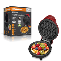 NIRVA Nouveau Design Donut Maker Rouge Revêtement Antiadhésif 450w Électrique Maison Cuisine Gaufrier