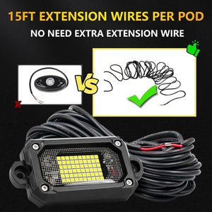 LLevo UTV ATV SUV camion ad alta luminosità 60W luce di roccia a Led bianco puro con 15 piedi cavo cablaggio 12V sotto i baccelli di luce per auto - Product Image 2