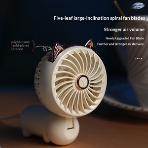 Mini ventilateur portable créatif d'été pliable en plastique, motif chat et cerf, rechargeable par USB, pour étudiants et activités extérieures - Product Image 2