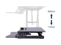 Bureau debout réglable en hauteur de 500 mm avec plateau pour clavier amovible
