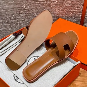 Flat Leather Anti-Slip Cushioning Wear-resistant Slide Sandals H-shaped Open Toe Designer for for Women Walking <b>Shoes</b> - Product Image 2