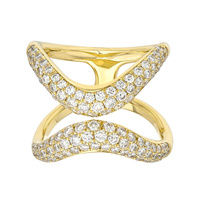Bague Gemnel pour femme en argent 925, plaqué or de haute qualité, motif vague, avec zircon cubique ajouré et double bande