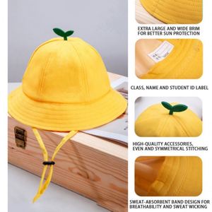 Chapeau de pêcheur jaune unisexe pour enfants de 2 à 10 ans - Absorbant la transpiration, respirant, prêt pour les voyages et le cyclisme avec fermeture à cordon - Product Image 2
