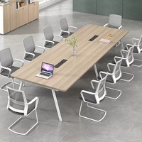 Table de conférence HYZ-201X, ensemble de chaises de bureau longues, design simple, moderne et minimaliste, prise rectangulaire, 10 personnes