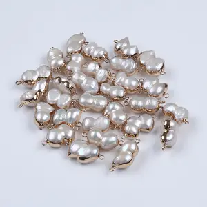 Colgante de perlas de agua dulce chapadas en oro, accesorios para pulsera, fabricación de joyas