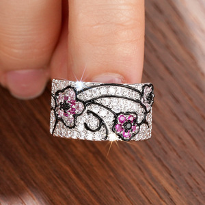 Anello Floreale Bicolore per Donne, Elegante Gioiello Minimalista alla Moda, Accessorio per Mani per Uso Quotidiano e Feste, Regalo - Product Image 3