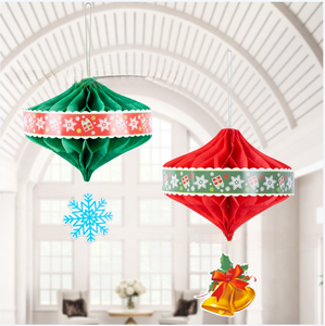 <b>Red</b> White Green Christmas Honeycomb Ball Hanging Decoration Snowflake Decoration Santa Claus Honeycomb <b>Paper</b> Ornaments - Product Image 1