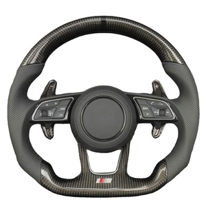 <span class=keywords><strong>Volant</strong></span> personnalisé en fibre de carbone pour Audi A3 A4 A5 S5 S6 S8 Q3 Q5 Q7 A6 R8 TT, fond plat, cuir perforé - Product Image 1
