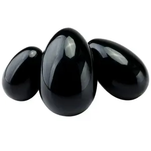 Groothandel Yoni Producten Eggd Natuurlijke Zwarte Steen Yoni Eieren Voor Koop Zwart Obsidiaan Ei Set Yoni Obsidiaan Ei