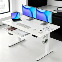 Scrivania Ergonomica Manuale Regolabile in Altezza, Design Moderno, Struttura in Legno, Include Cassetto Portaoggetti e Gestione Cavi - Senza Elettricità