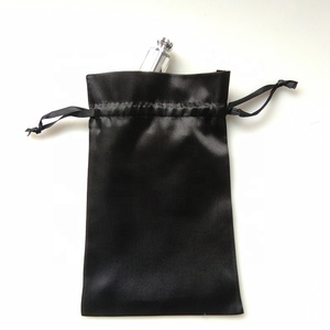 Benutzer definierte schwarze <span class=keywords><strong>Satin</strong></span> Kordel zug Taschen mit Logo gedruckt leichte wieder verwendbare Geschenk beutel für Schmuck Verpackung und Lagerung - Product Image 4