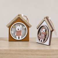 Décoration de Noël personnalisable pour table, maison en bois de style nordique rétro, décoration de Noël en forme de cabane en bois