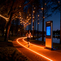 Système d'éclairage dynamique intelligent pour parcs et pistes de course nocturnes, avec contrôle par application IA et suivi de la lumière, éclairage d'ambiance et capteur de course nocturne