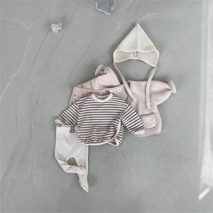 Pijamas de primavera para niños, <span class=keywords><strong>camiseta</strong></span> de manga larga, pijamas de tela cálida para niñas, sudadera a rayas, ropa de dormir, ropa interior térmica de lana para bebés - Product Image 6