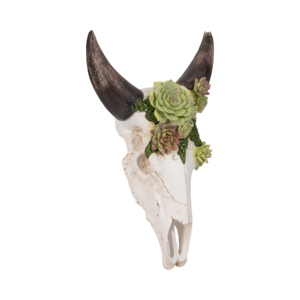Décoration murale en forme de crâne de taureau avec plantes succulentes pour chambre à coucher, salon, bureau, entrée, couloir - Product Image 2