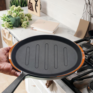 Poêle à frire en <span class=keywords><strong>fonte</strong></span> au design moderne, forme ovale, assiettes grésillantes - Product Image 4