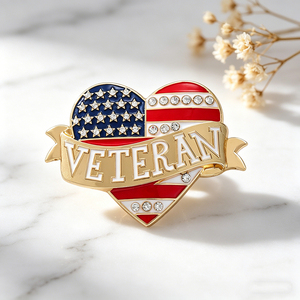 Bros Pin Enamel Bentuk Hati Bertema Patriotik Inspirasi Veteran, Gaya Bendera, untuk Dekorasi Pakaian Peringatan, Hadiah, Tersedia Stok - Product Image 1