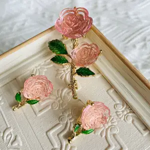 Harz Rose Blume Brosche Silber Stud Emaille Tropfen Öl Brosche Frauen High Level Brosche