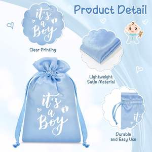 Bolsitas de Tela Satén con Cordón para Recuerdos de Baby Shower, Unisex, Bolsas de Algodón para Invitados, Decoraciones para Revelar el Sexo del Bebé - Product Image 3
