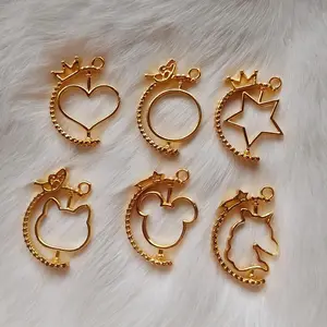 hollow love star unicorn cat Rotatable charm frame open back bezel pendants for Jewelry making