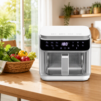 Friteuse à air numérique grande capacité 5,5 L avec panier en verre, contrôle tactile, multifonction, sans huile, pour usage domestique et hôtelier