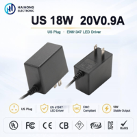 Adaptateur secteur personnalisé 20V 0.9A 18W avec prise murale US, alimentation à découpage homologuée ETL FCC pour appareils domestiques, vente en gros