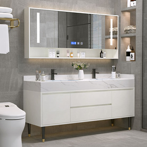 Ensemble de meubles de salle de bain modernes meuble de toilette de stockage étanche Mfc avec miroir évier pour la maison hôtel vente en gros - Product Image 1