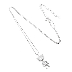 Cz piedra ajustable caja de cadena de plata de ley 925 jwelleries oso de peluche lindo colgante de collar para las mujeres - Product Image 4