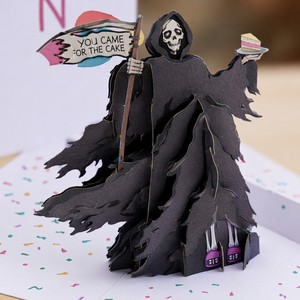 Pop Up Halloween Birthday Greeting Card Scary Grim Reaper Cake Party 3D Printed Paper Card Gift - Product Image 2