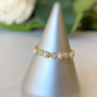 Bague en argent sterling 925 avec opale de feu naturelle, pavé de perles blanches, opale délicate, bijoux de mariage assortis