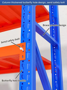 Estantería de servicio mediano personalizada 200-500 kg por nivel Capacidad de carga Uso en garaje Almacenamiento de almacén de 5 niveles Estantería apilable de metal - Product Image 4