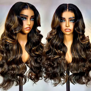 Parrucche all'ingrosso Ombre Marrone con Riflessi per Donne Nere, Parrucche HD Trasparenti con Frontale in Pizzo, <span class=keywords><strong>Capelli</strong></span> Umani Vergini Indiani Grezzi Senza Colla - Product Image 1