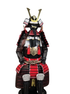 Ensemble d'armure de casque de samouraï japonais traditionnel de luxe moderne en cuir véritable pour costumes de cinéma et de télévision, accessoires de décoration intérieure - Product Image 1